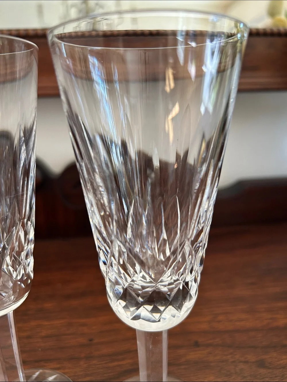 Cut Crystal Champagne Flutes (Pair)